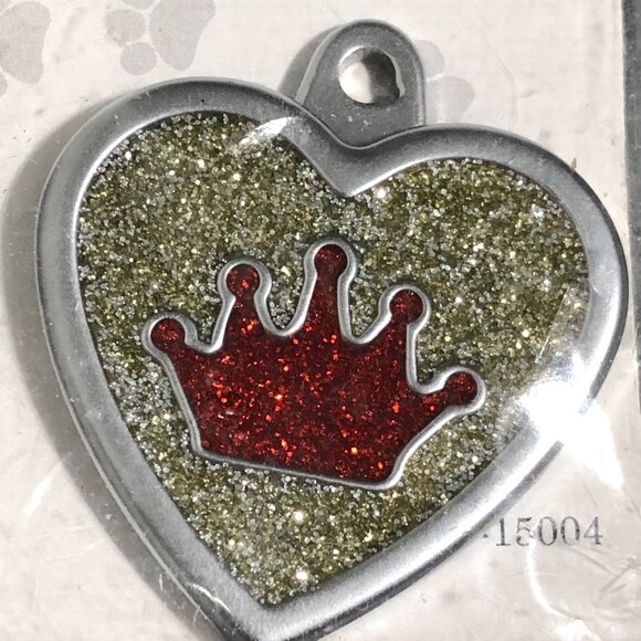 TagWorks Custom Glitter Epoxy Heart Crown Dog Tag - Picture 2 of 5
